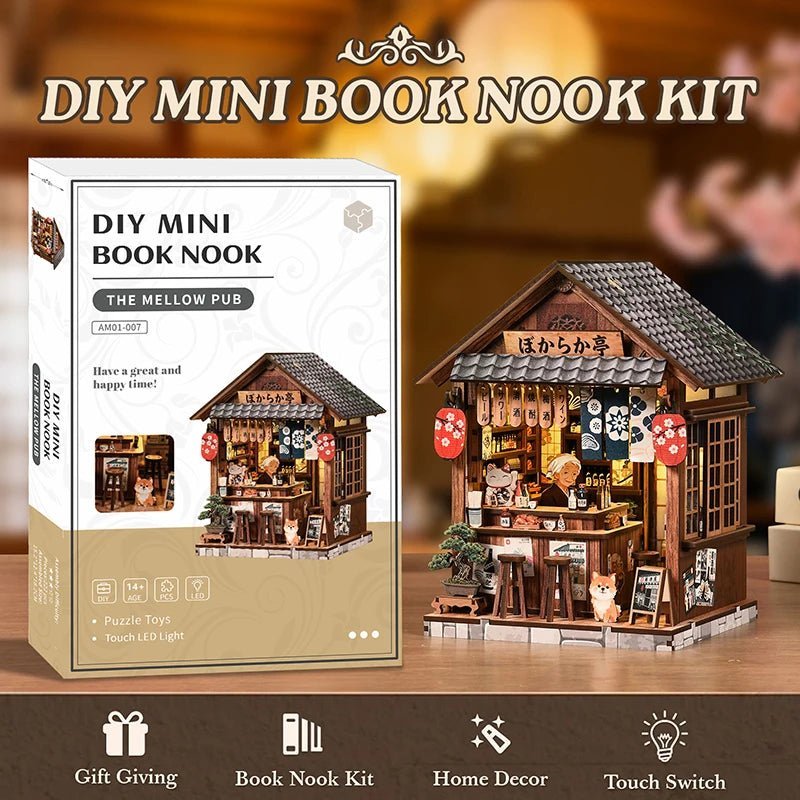 "Tranquil Izakaya" DIY Wooden Bookend Kit - NookFan
