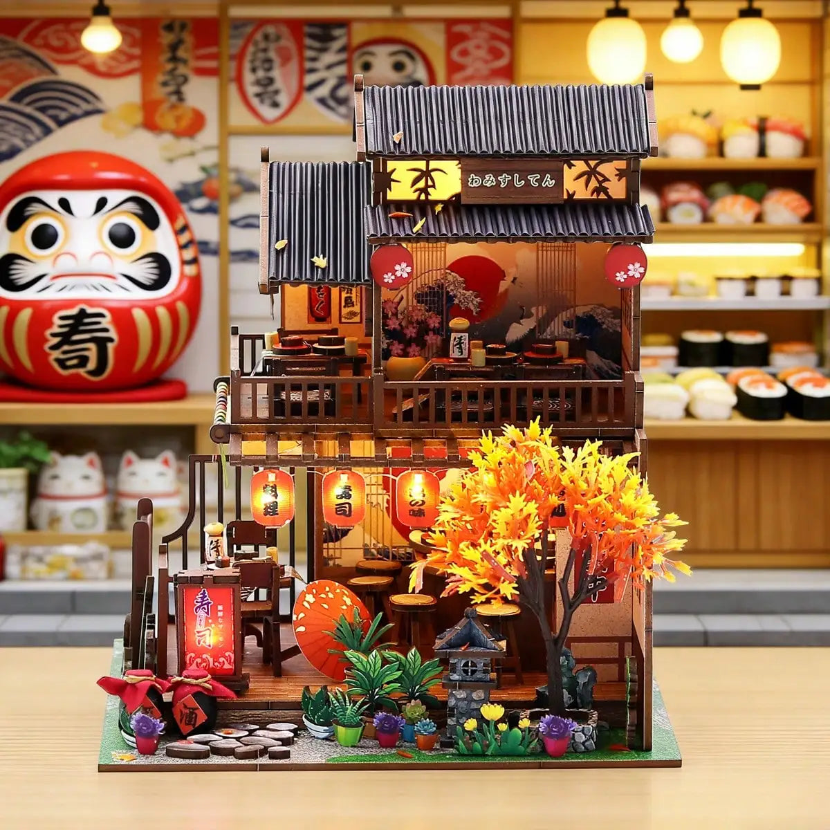 Sushi Restaurant - Wooden Puzzle Miniature House Kit
