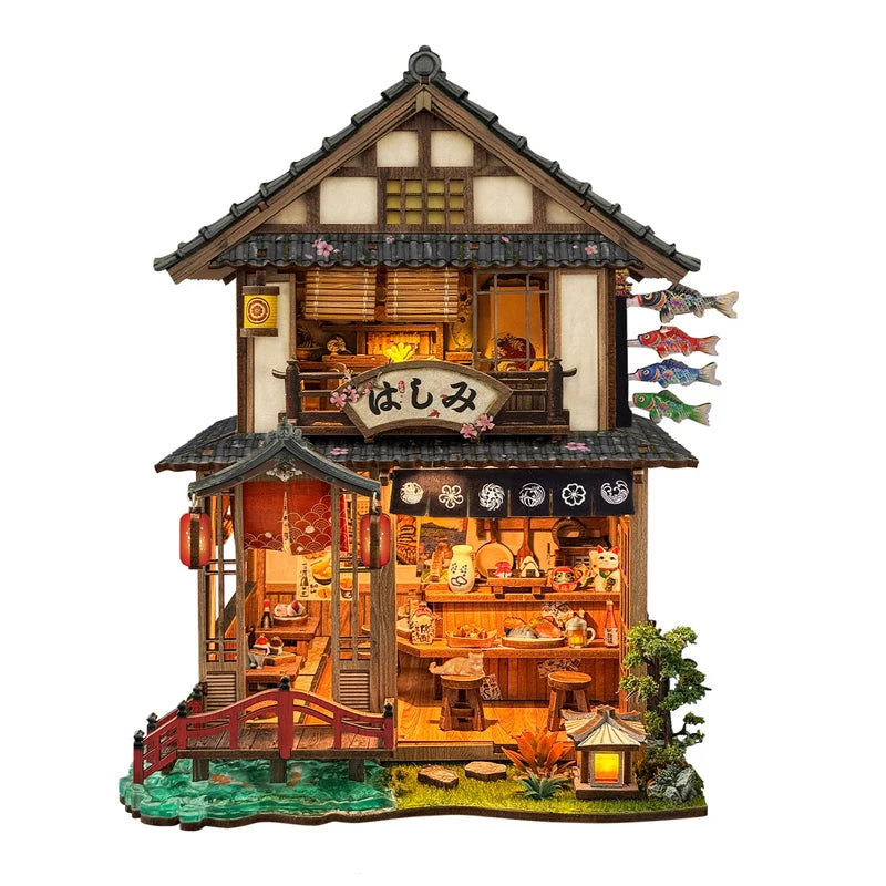 Bridgeside Machiya DIY Wooden Miniature Dollhouse Kit