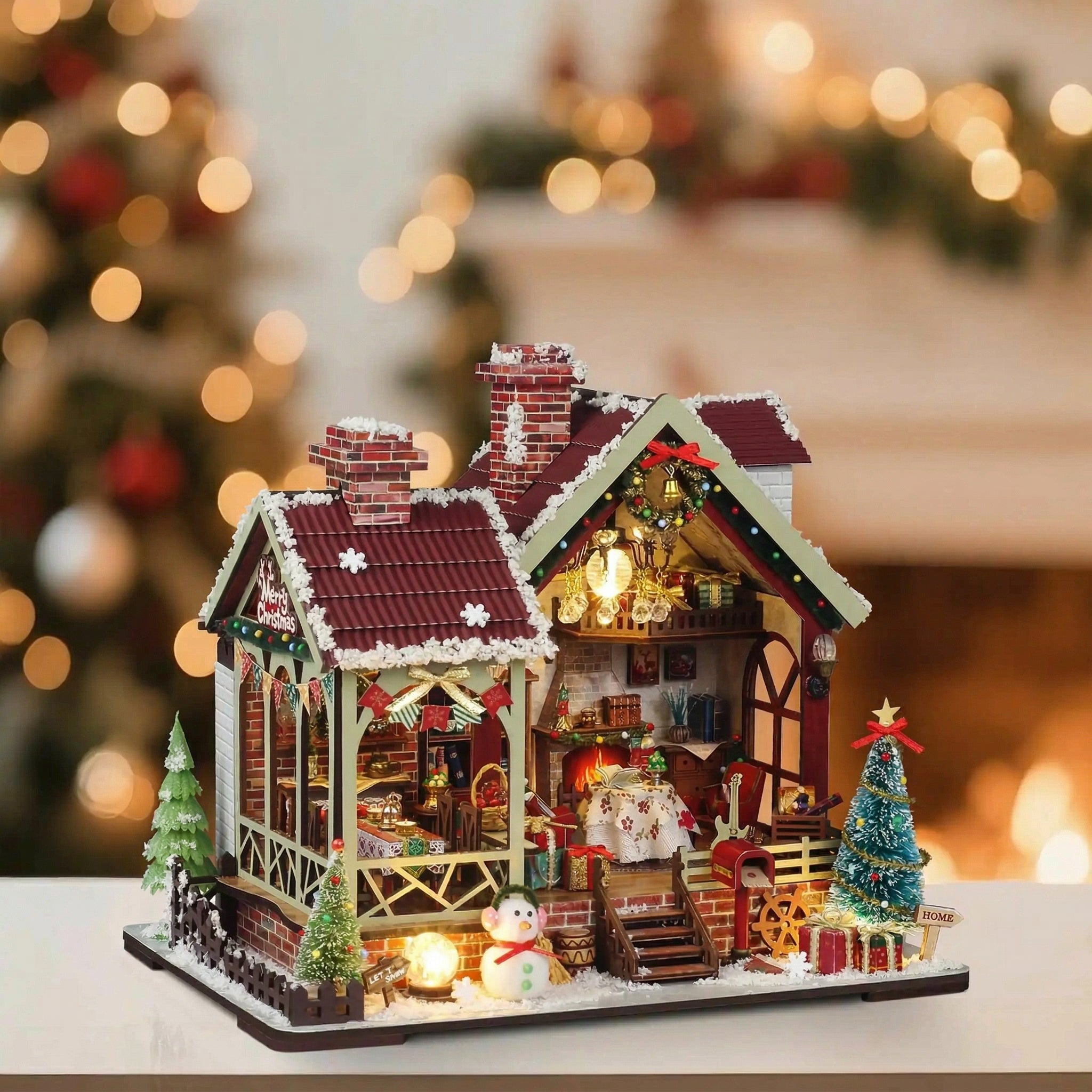 Christmas Night Warm House - Miniature World Kit - NookFan