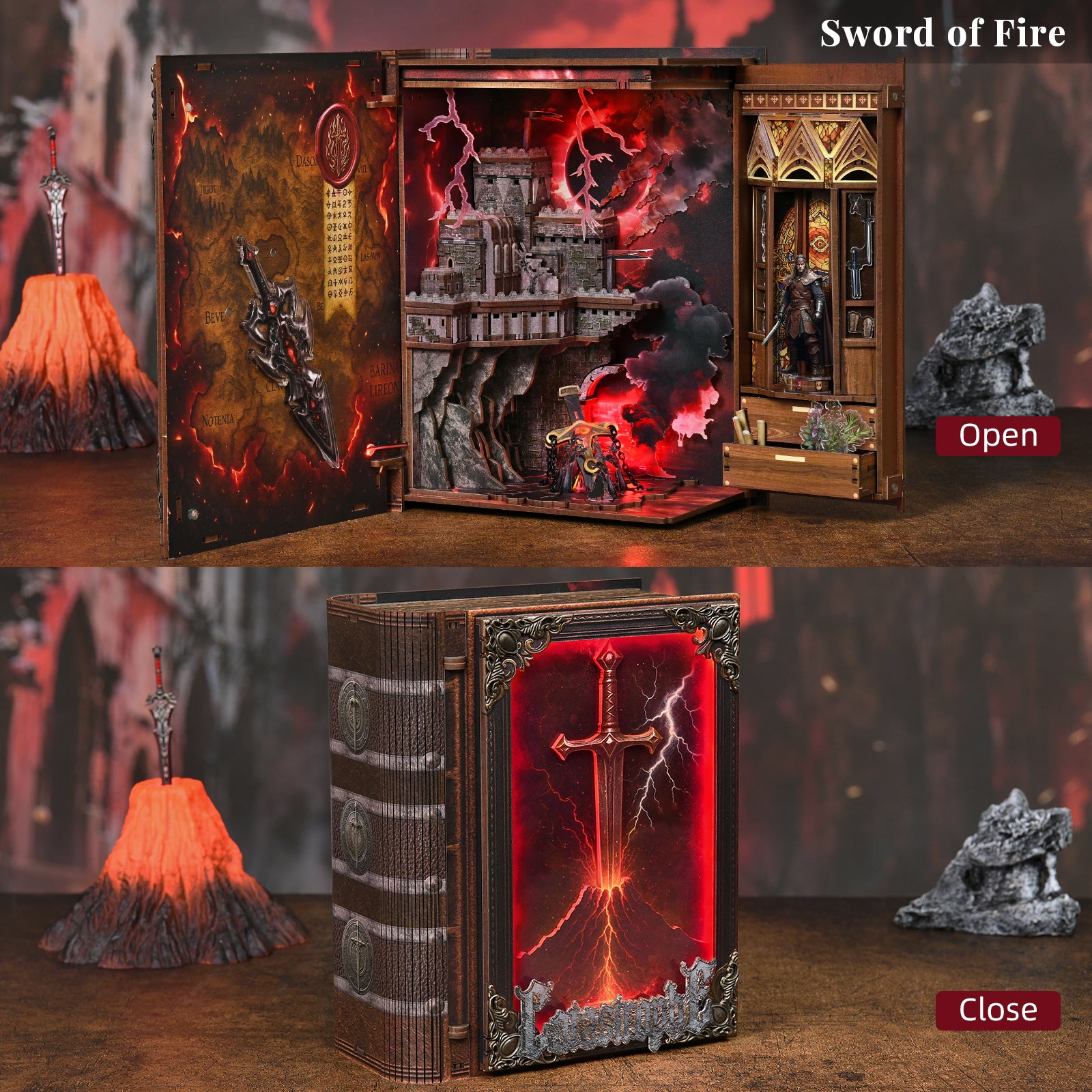The Sword of Fire - Wooden Puzzles Bookend - NookFan
