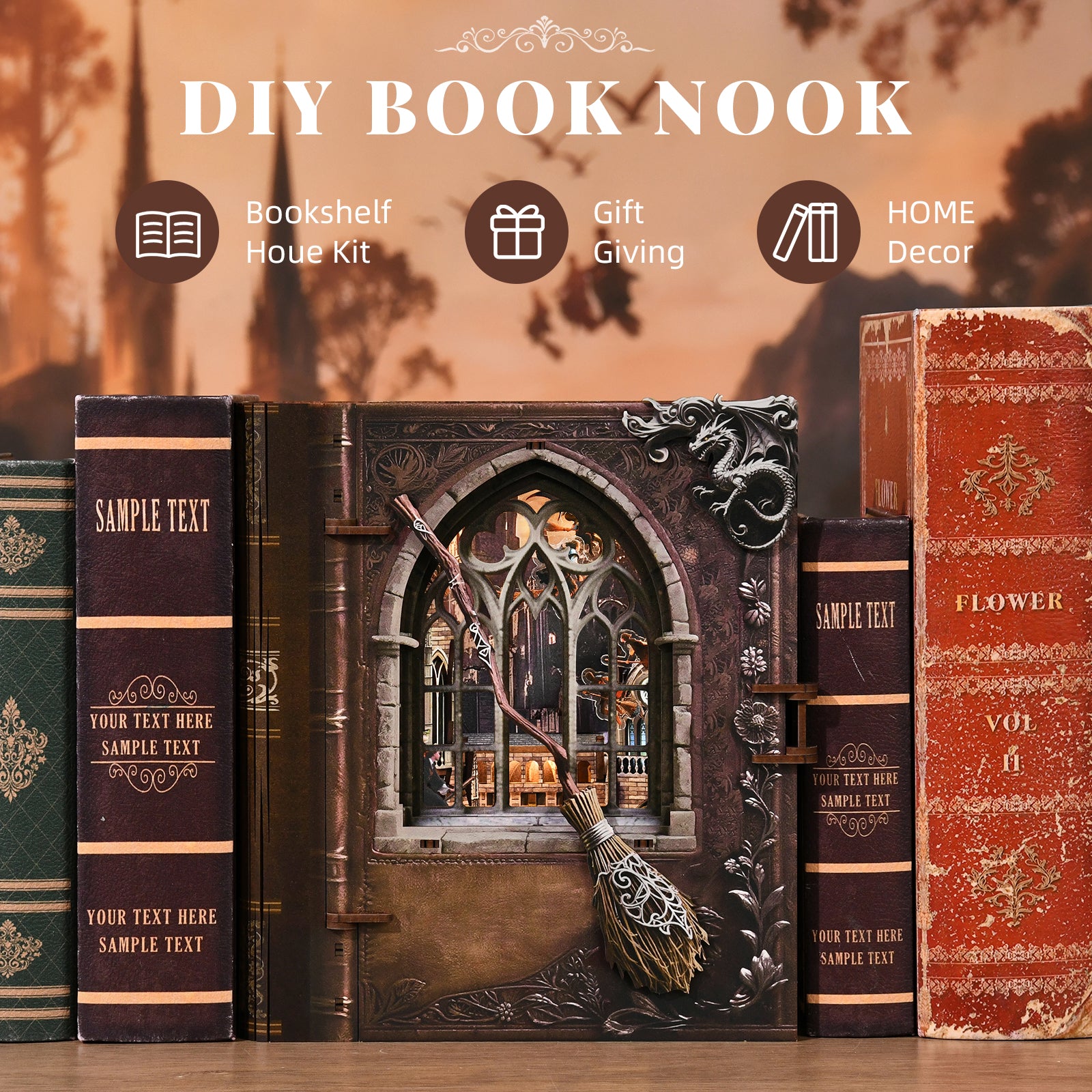 Introduction to Magical Flight - Wooden Puzzles Bookend - NookFan
