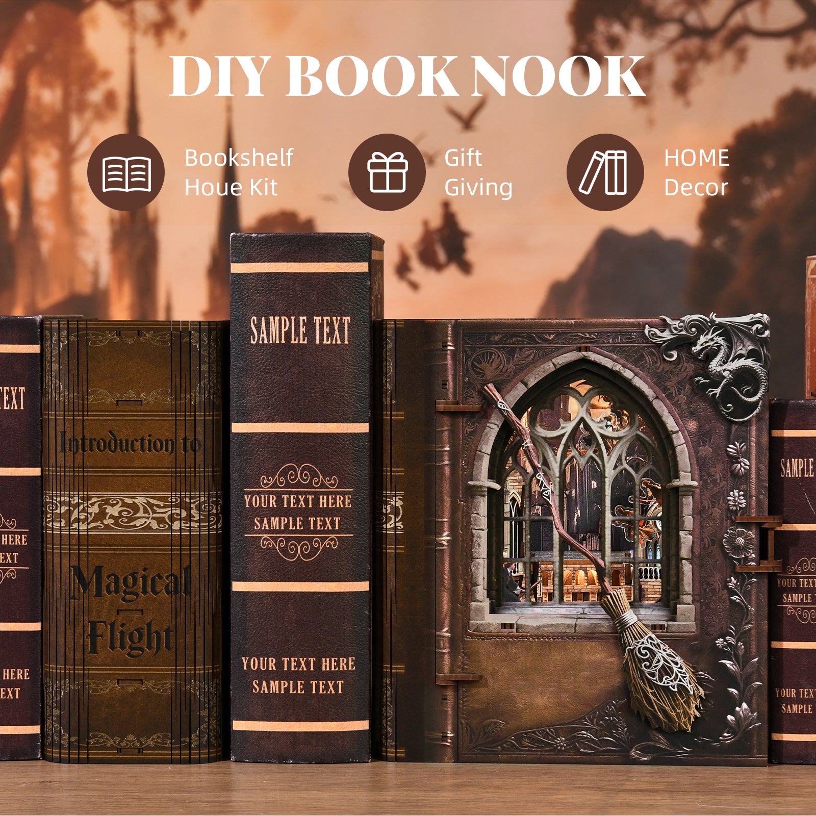 Introduction to Magical Flight - Wooden Puzzles Bookend - NookFan