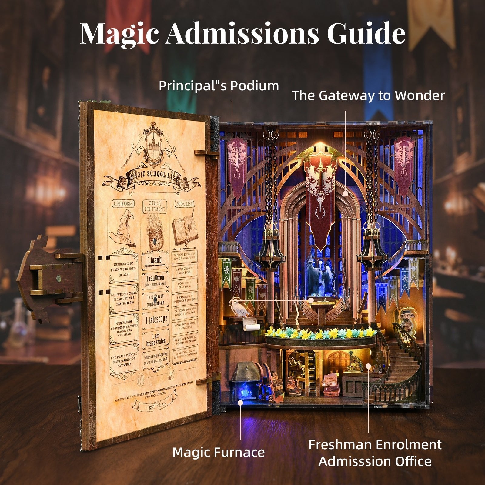 Magic Admissions Guide - Wooden Puzzles Bookend - NookFan
