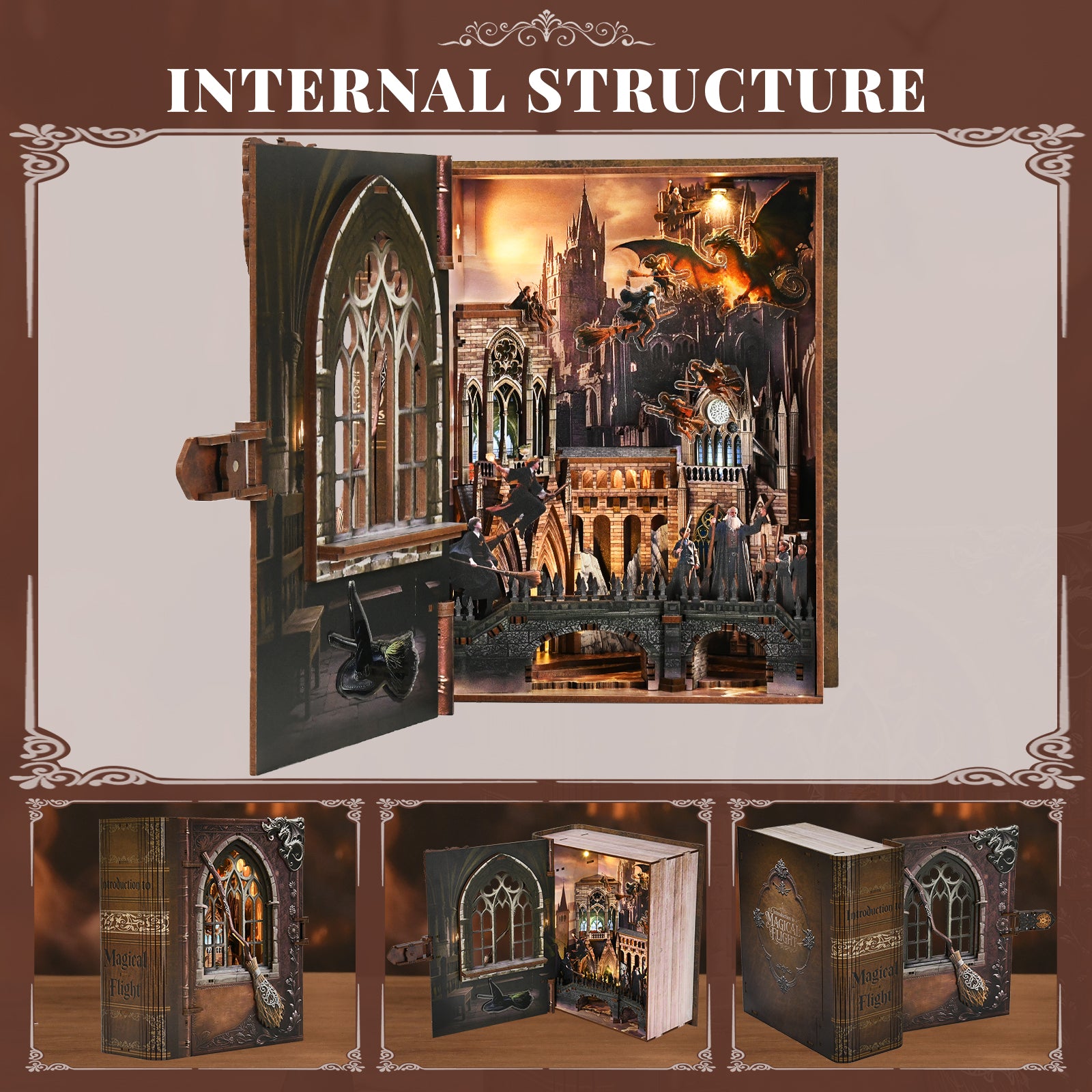 Introduction to Magical Flight - Wooden Puzzles Bookend - NookFan