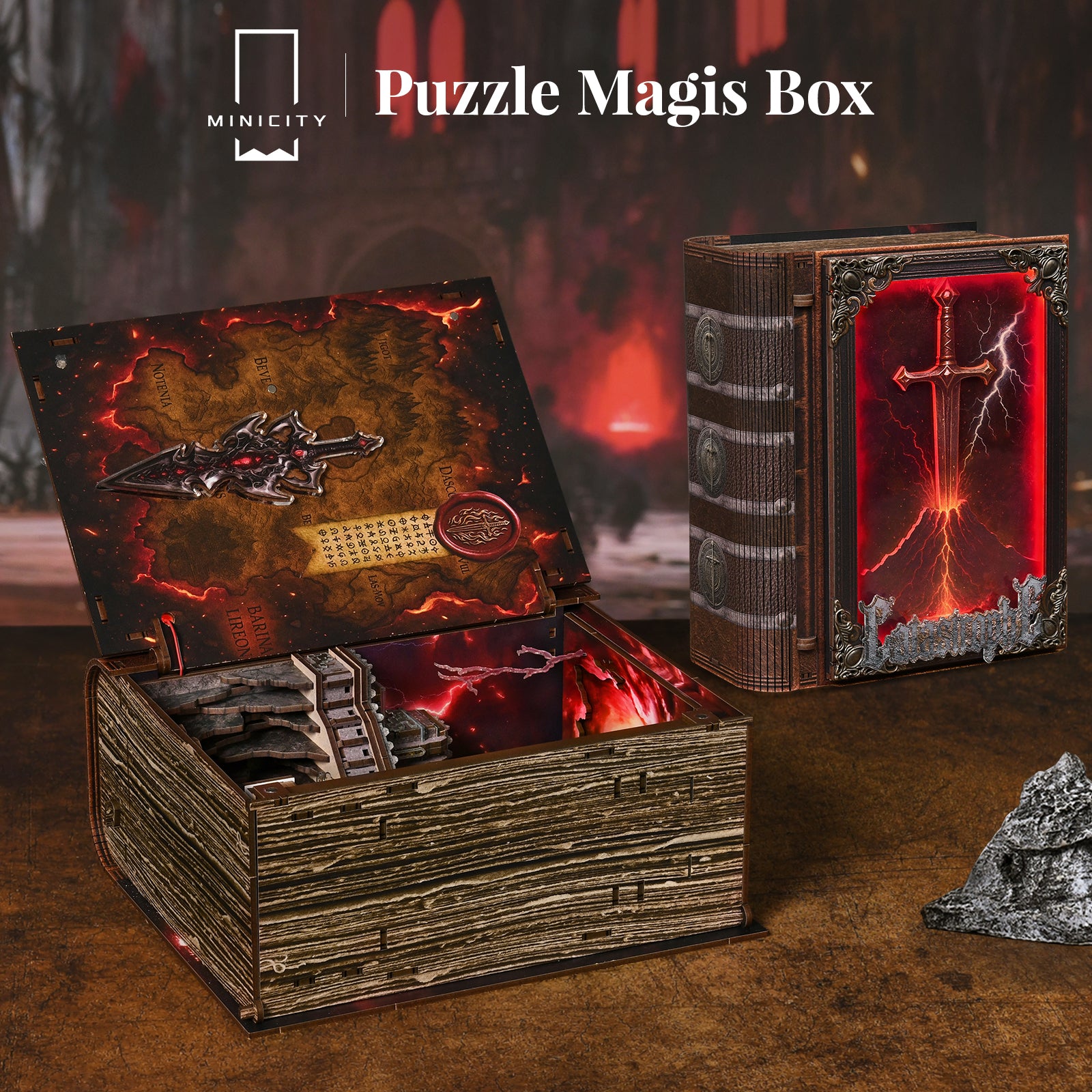 The Sword of Fire - Wooden Puzzles Bookend - NookFan