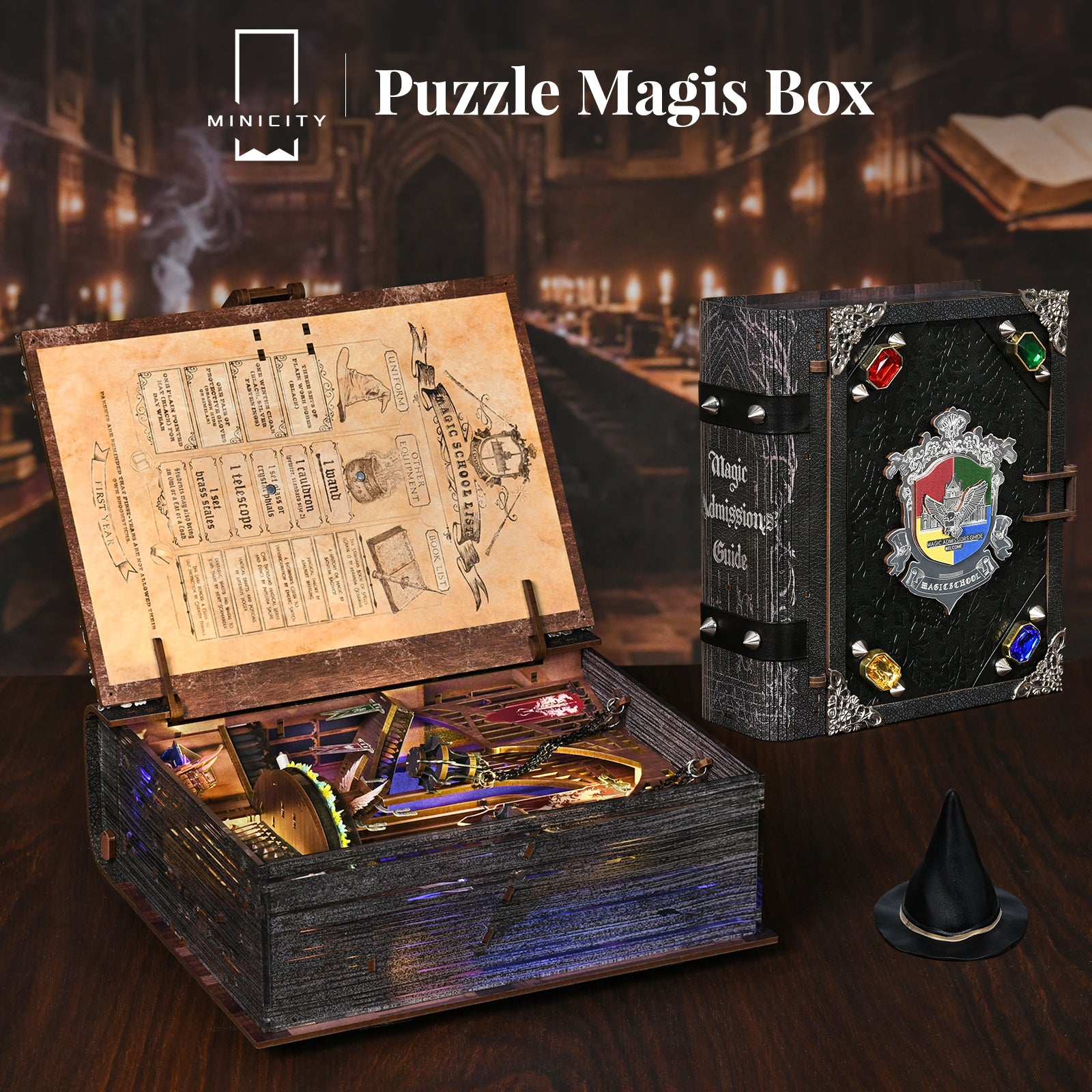 Magic Admissions Guide - Wooden Puzzles Bookend - NookFan