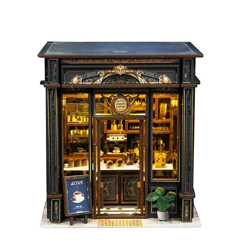 Green Crystal Coffee Shop - DIY Miniature House Kit - NookFan