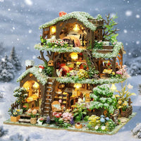 Wooden Treehouse Kit - DIY Snow Scene Villa Miniature Model - NookFan