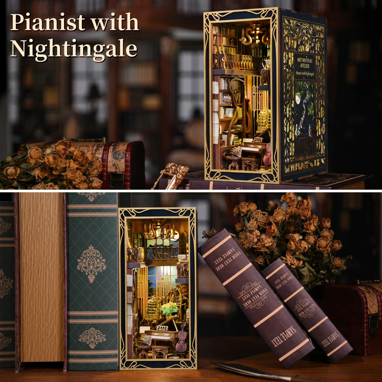 Pianist with Nightingale - DIY Book Nook Kit