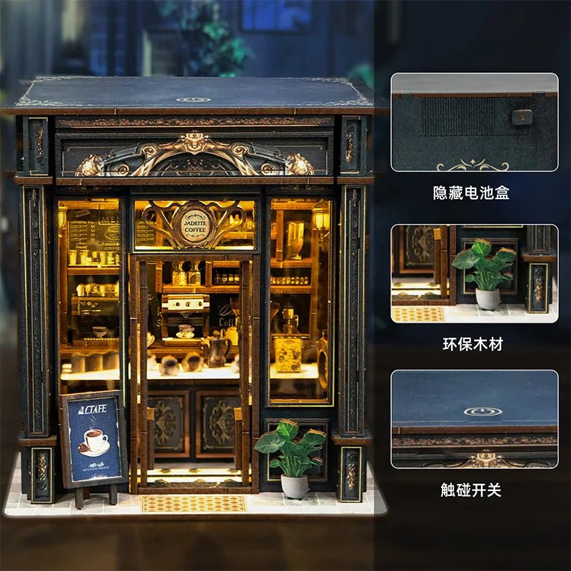 Green Crystal Coffee Shop - DIY Miniature House Kit - NookFan