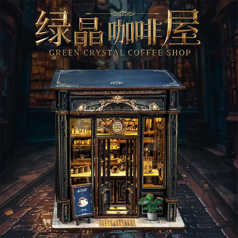 Green Crystal Coffee Shop - DIY Miniature House Kit - NookFan