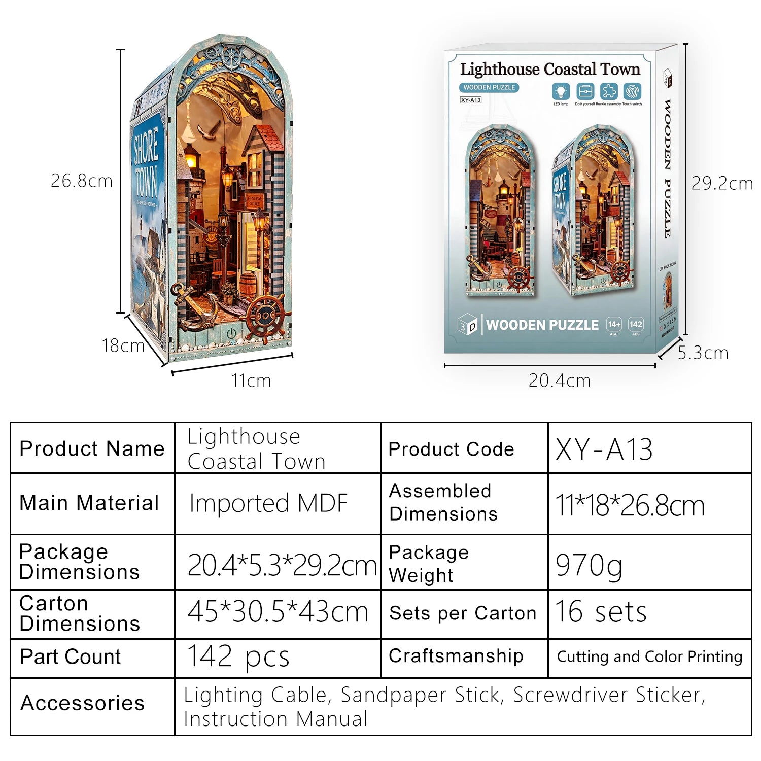 Lighthouse Coastal Town Book Nook Kit