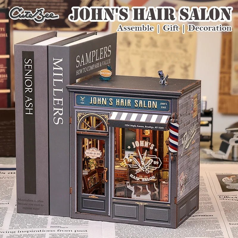 John's Hair Salon - DIY Book Nook Kit - TryNooki