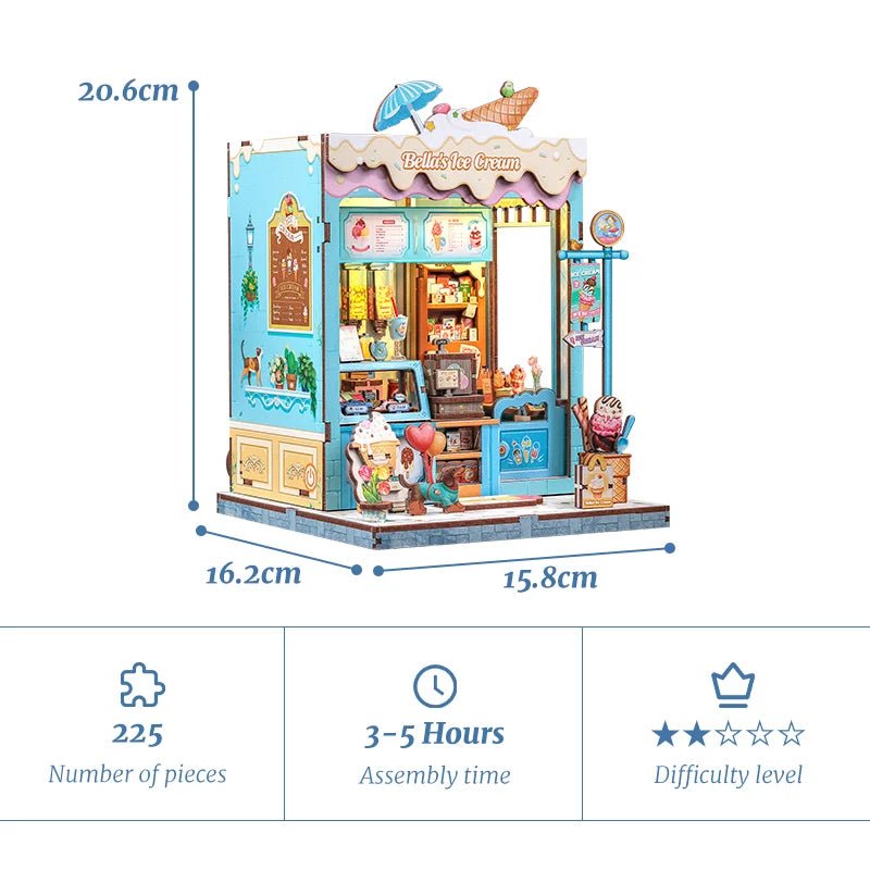 Bella's Ice Cream - DIY Book Nook Kit - TryNooki