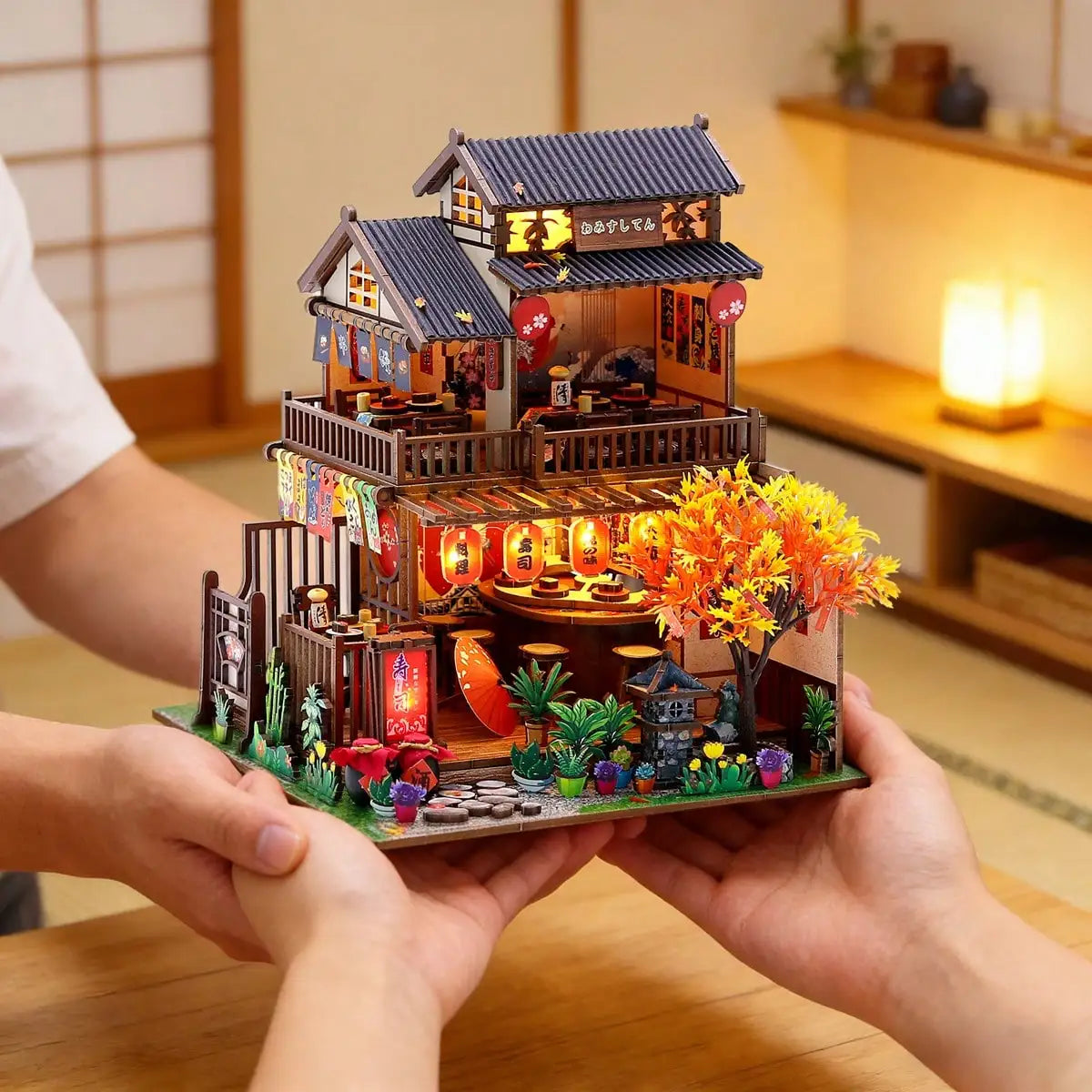 Sushi Restaurant - Wooden Puzzle Miniature House Kit