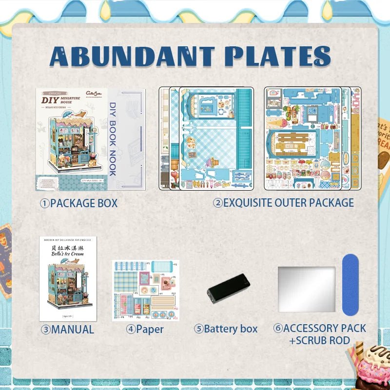 Bella's Ice Cream - DIY Book Nook Kit - TryNooki
