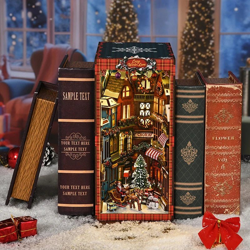 Christmas Street Corner - DIY Wooden Book Nook Kit - TryNooki