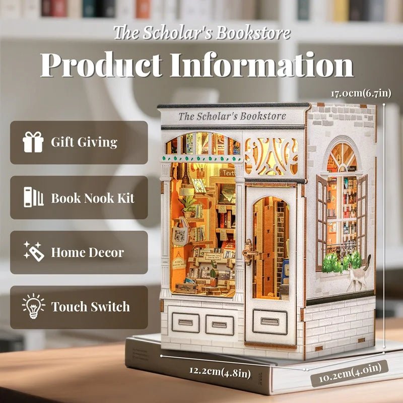 Memories Bookshop - Miniature 3D Wooden Dollhouse Kit - TryNooki