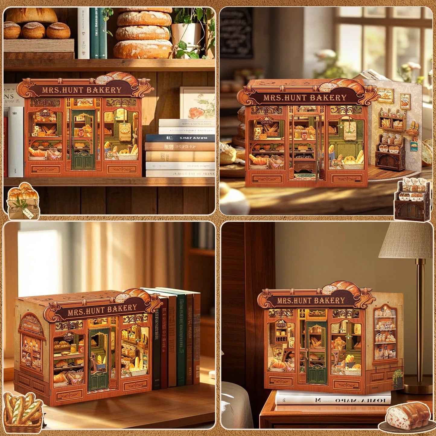 Mrs. Hunt Bakery - 3D Wooden Book Nook Kit - TryNooki