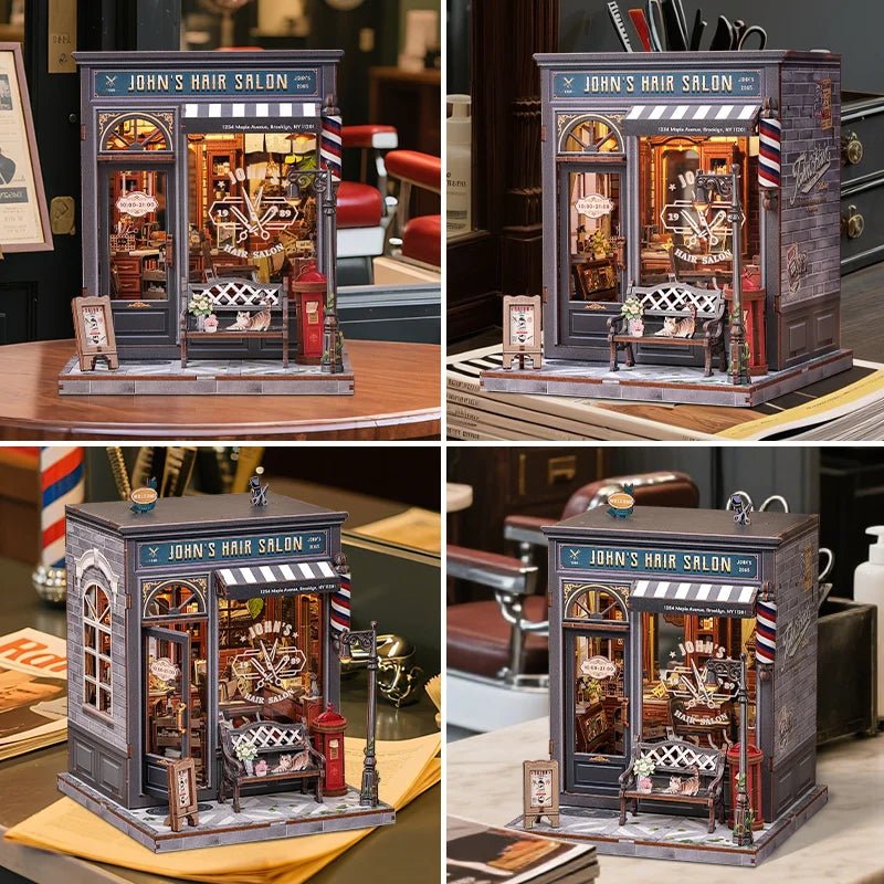 John's Hair Salon - DIY Book Nook Kit - TryNooki
