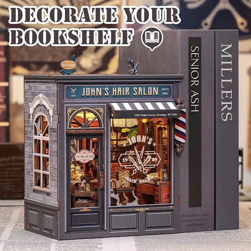 John's Hair Salon - DIY Book Nook Kit - TryNooki