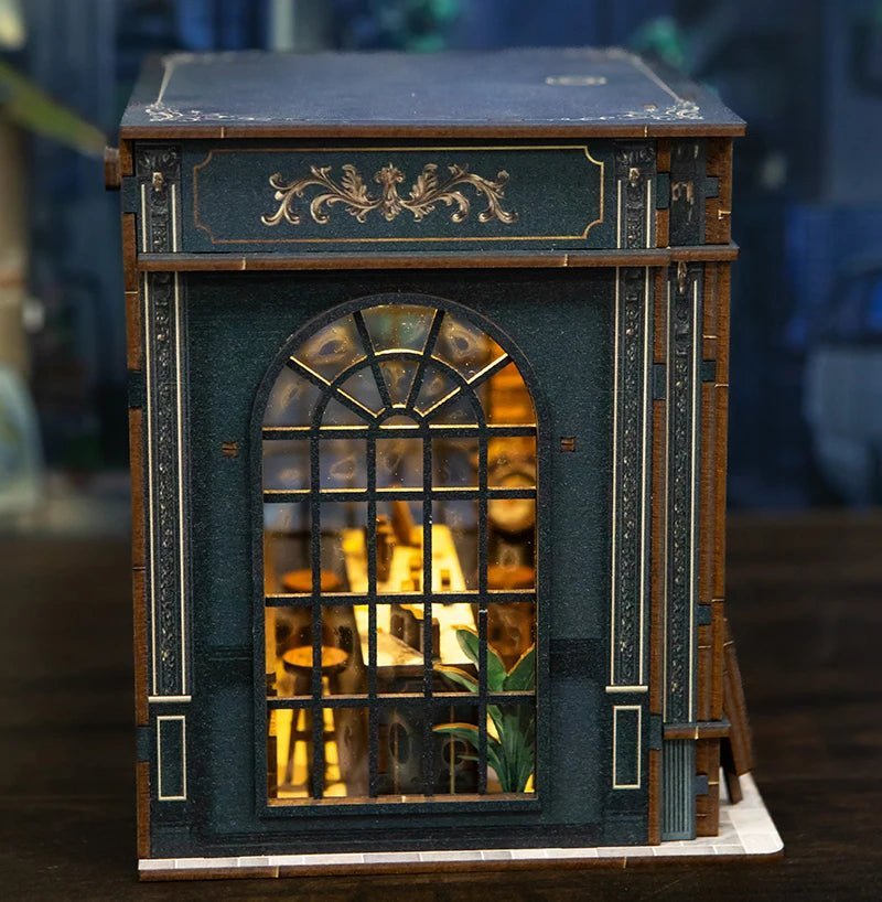 Green Crystal Coffee Shop DIY Miniature Dollhouse Kit - NookFan
