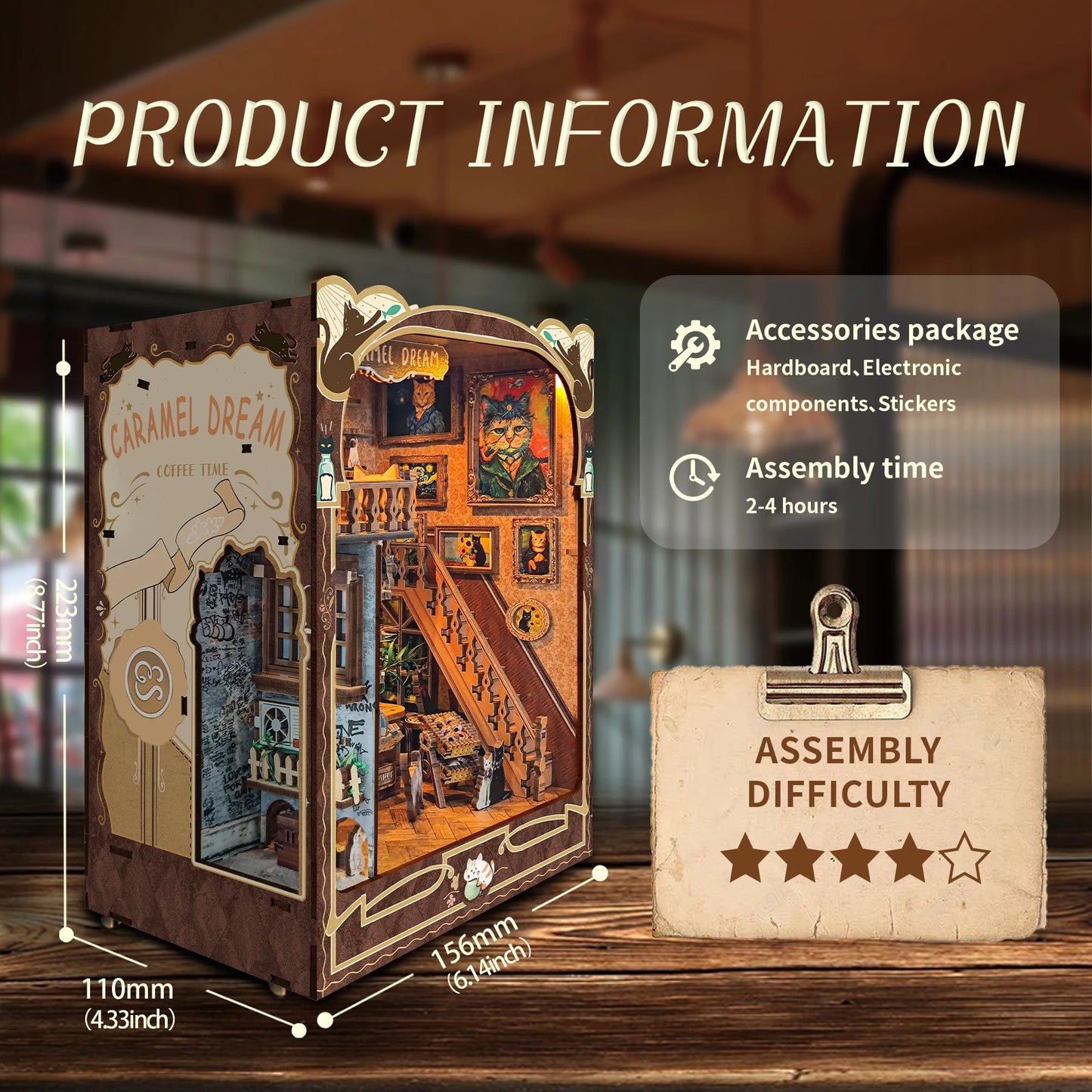 Caramel Dream Casa - DIY Wooden Book Nook Kit - TryNooki