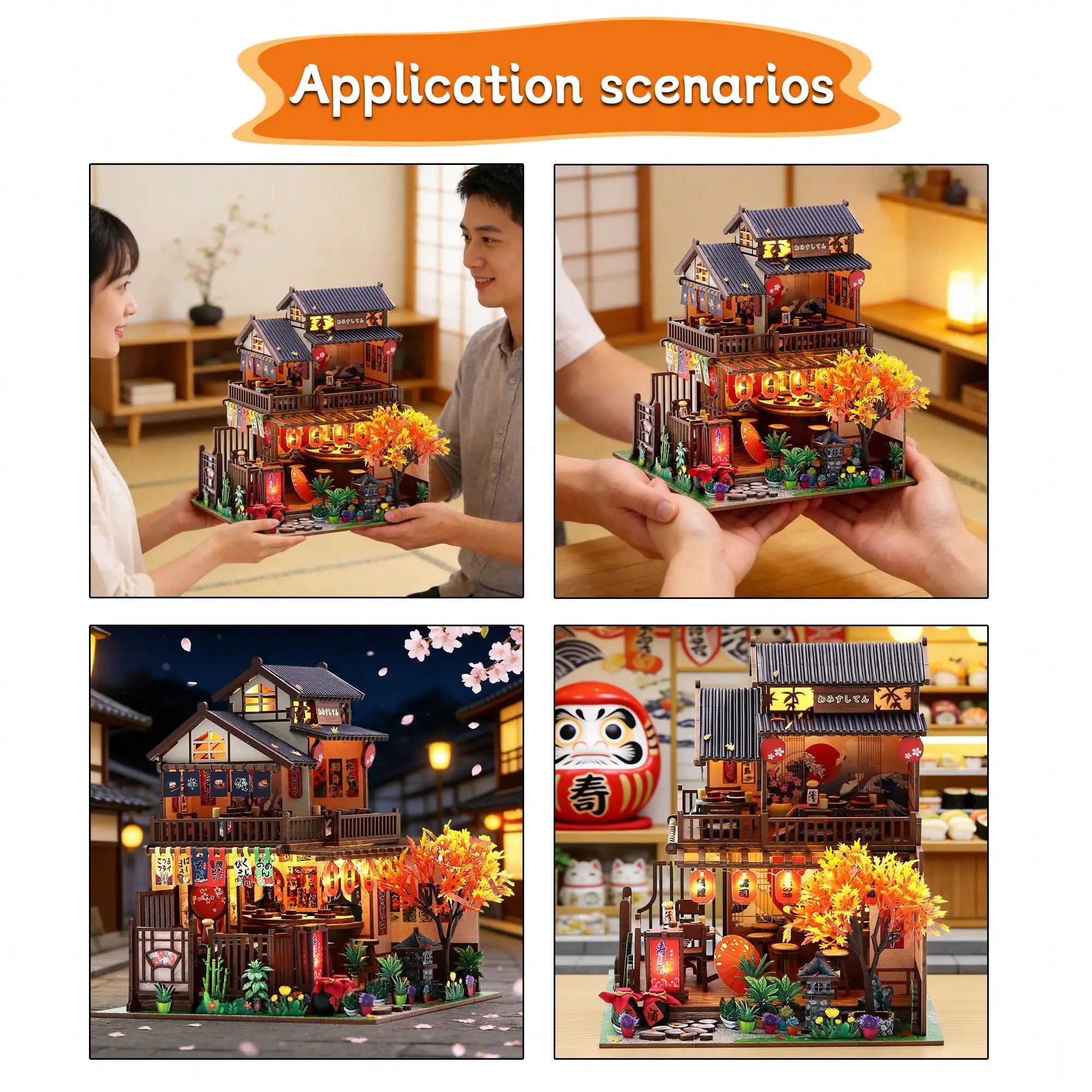 Sushi Restaurant - Wooden Puzzle Miniature House Kit