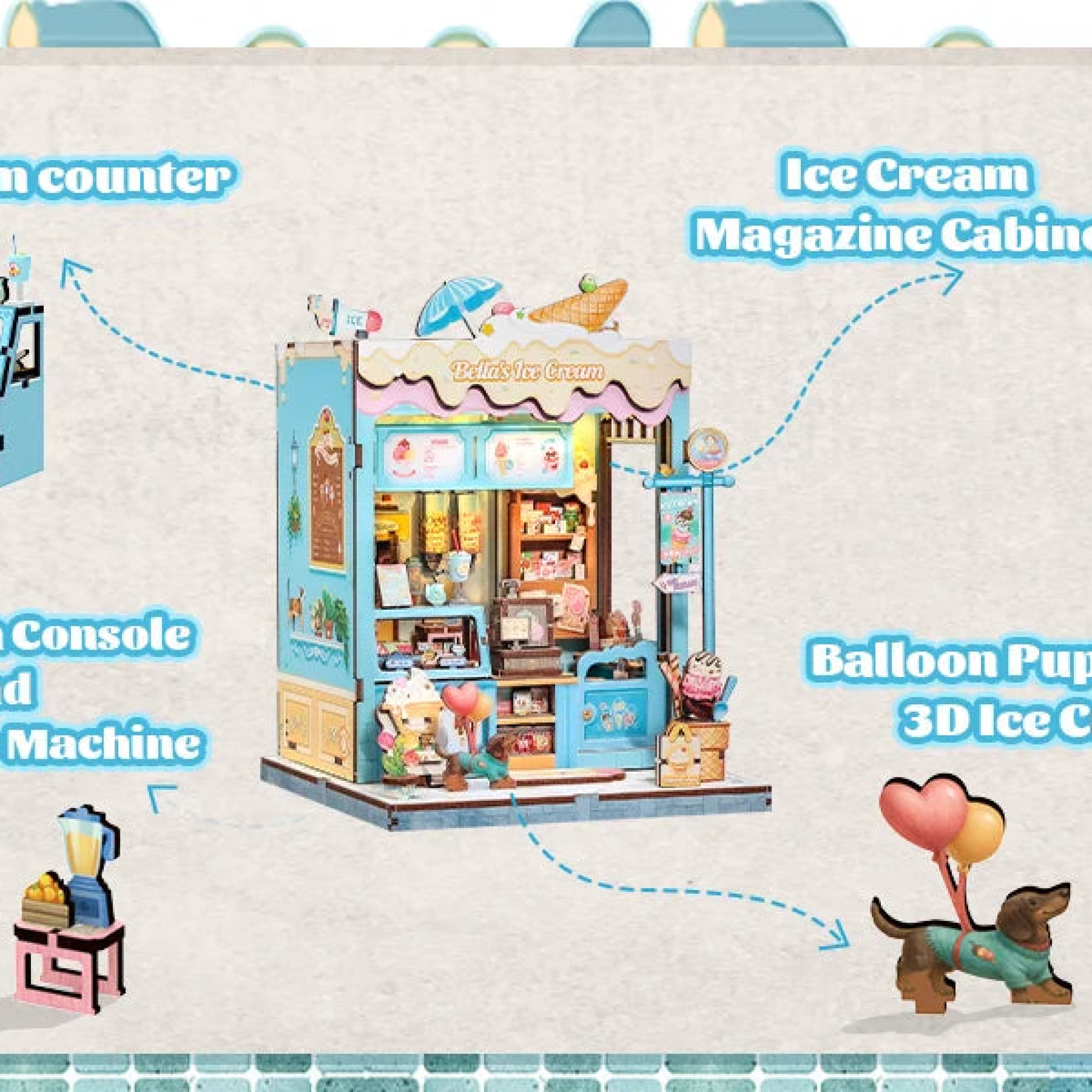 Bella's Ice Cream - DIY Book Nook Kit - TryNooki