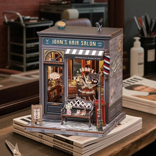 John's Hair Salon - DIY Book Nook Kit - TryNooki