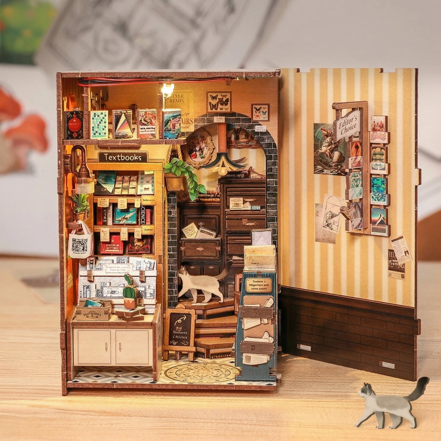 Memories Bookshop - Miniature 3D Wooden Dollhouse Kit - TryNooki